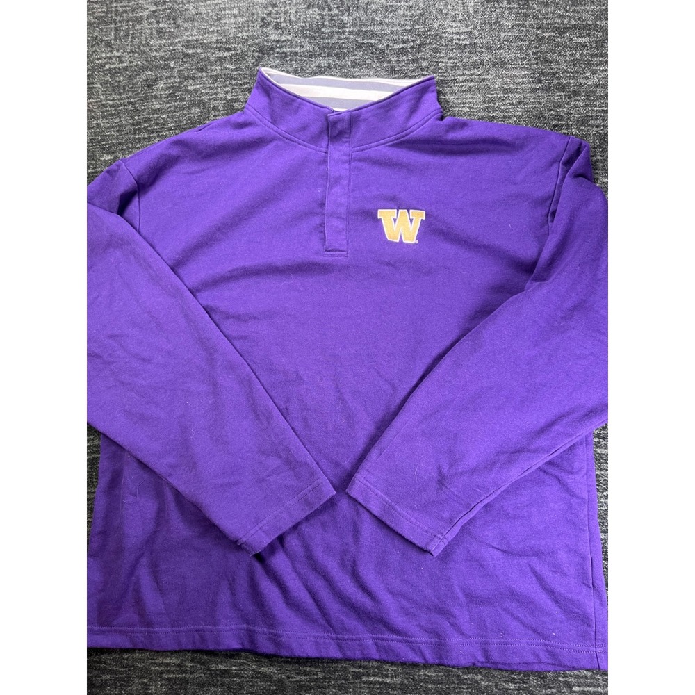 Champion Pullover Mens XL Purple University of Wa Quarter Button Mock Neck